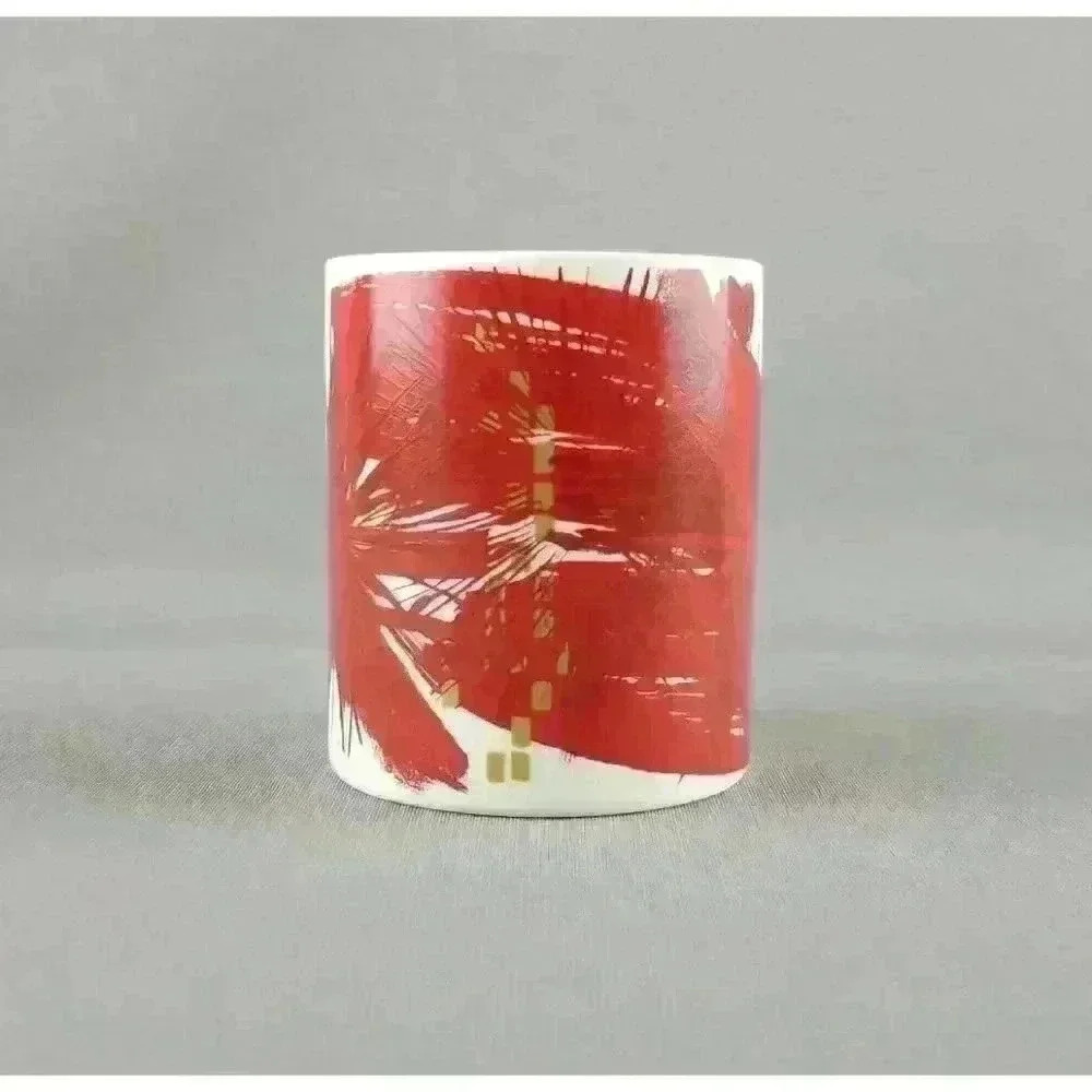 Starbucks 2014 Red Poinsettia Starburst Holiday Christmas Coffee Mug / Tea Cup - Picture 2 of 6